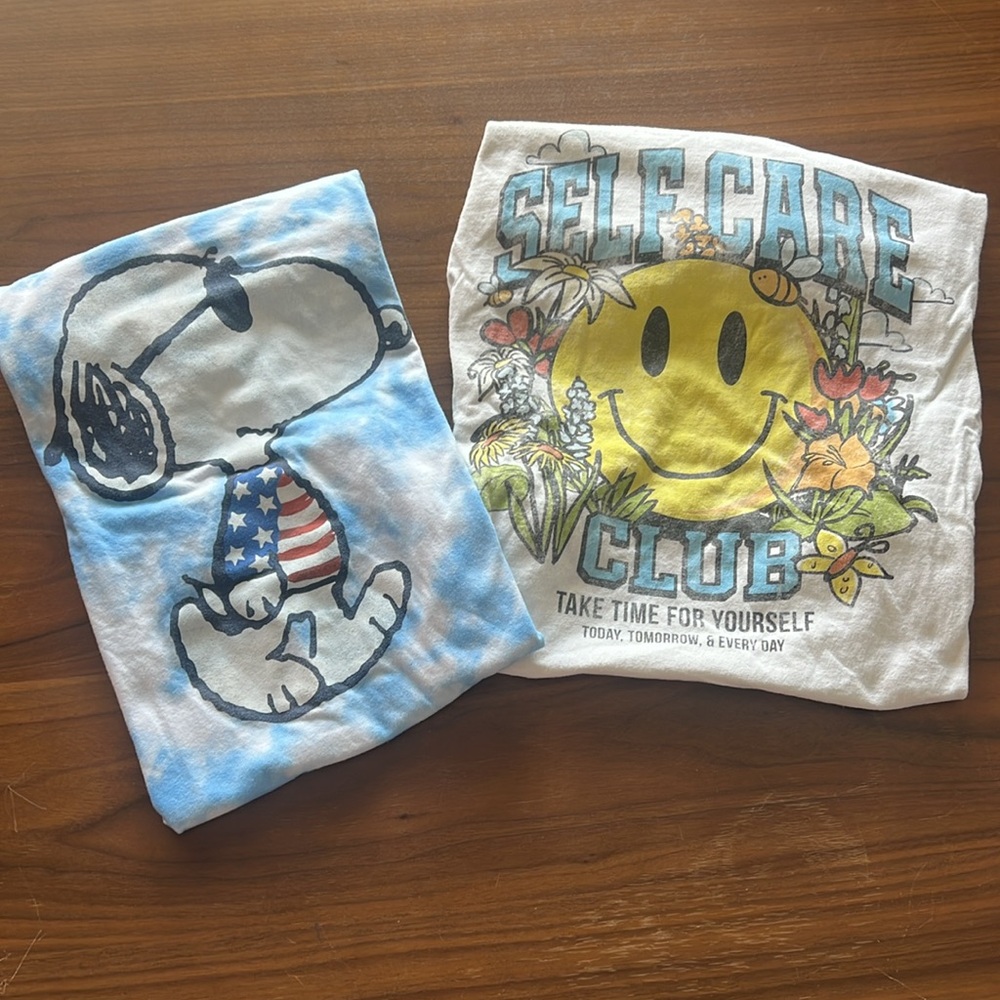 Self Care Club  & Snoopy America Graphic Tees Sz S